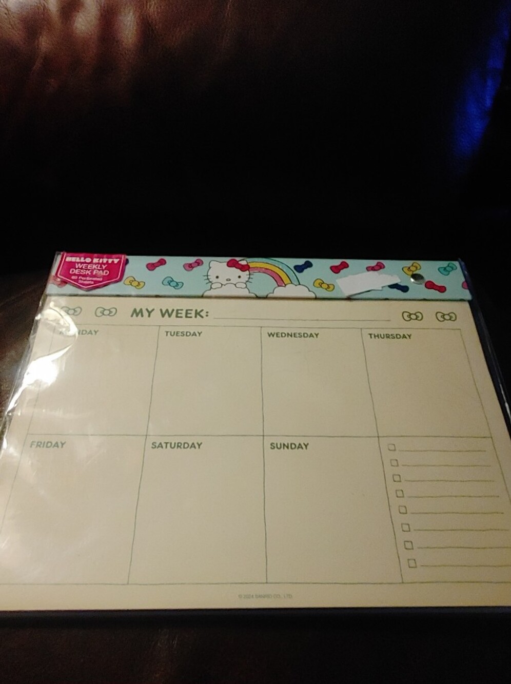 Hello Kitty Pastel Mint Weekly Planner Pad with Rainbow & Bows